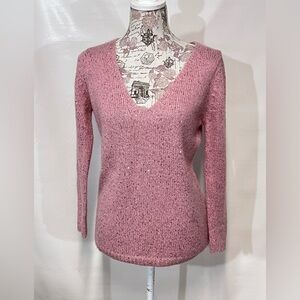 🛍️Pink sequin V-neck knit sweater‎ from JOE FRESH Size S.